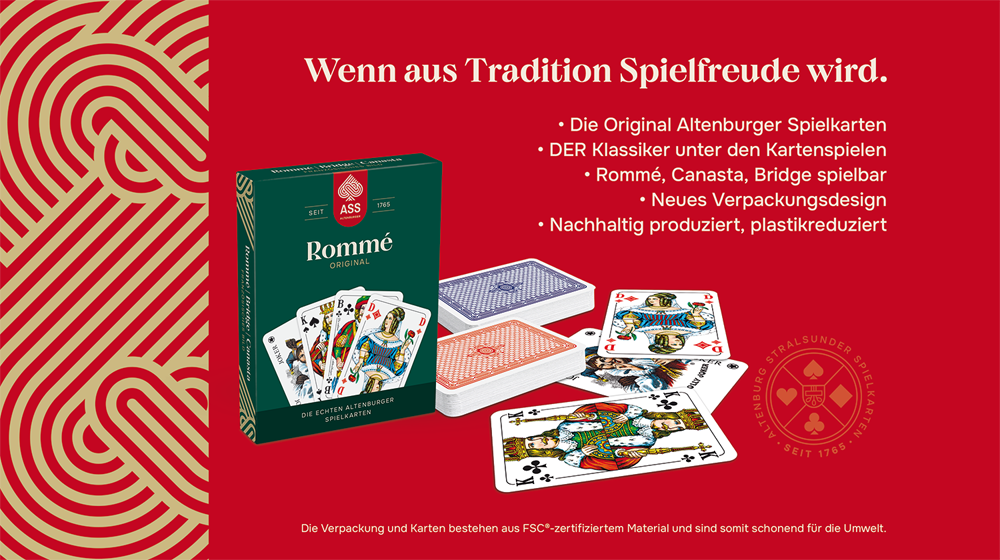 Rommé Original Informationen - jetzt in Plastikfreier Verpackung