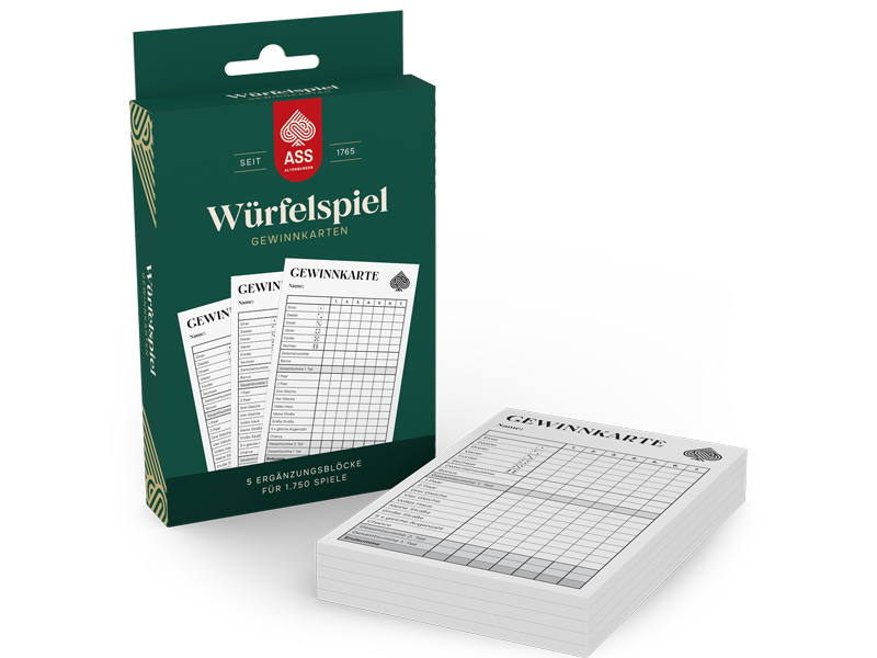 Würfelspiel Gewinnkarten - für 1750 Spiele