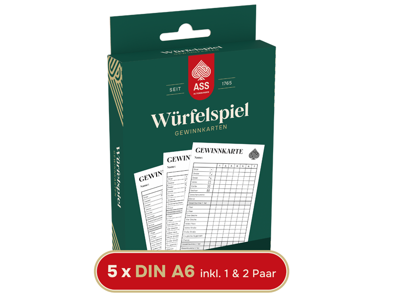 Würfelspiel Gewinnkarten - für 1750 Spiele