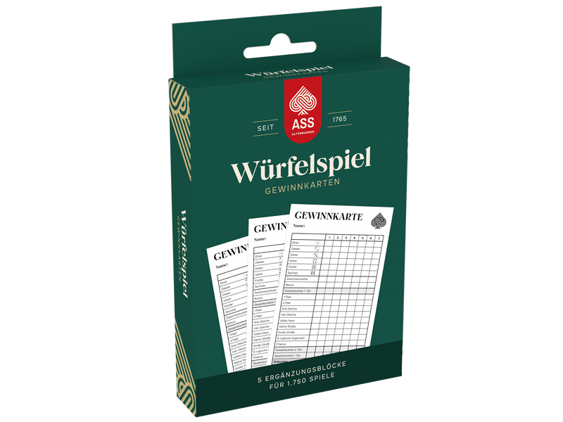 Würfelspiel Gewinnkarten - für 1750 Spiele